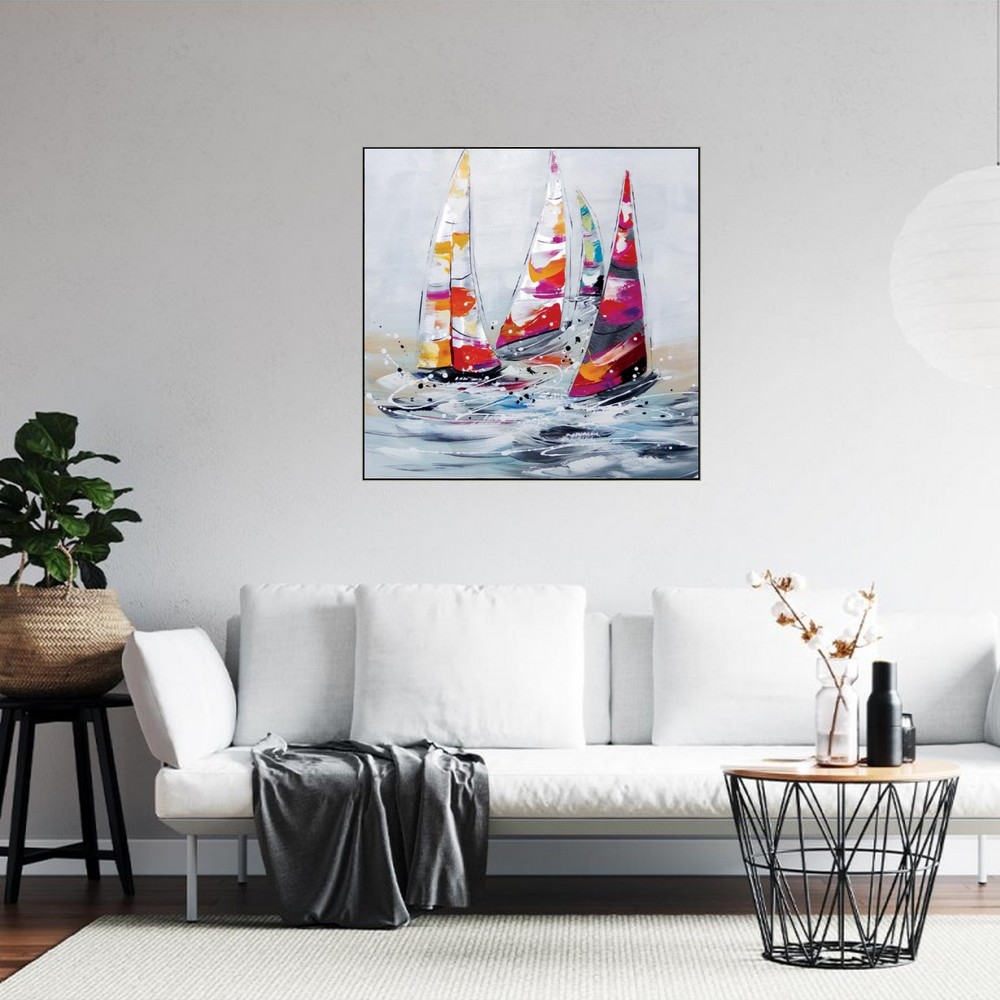 peinture originale bateaux voiles acidulees