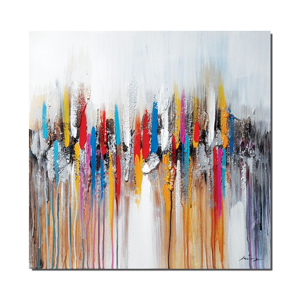 Tableaux abstrait  multicolore dimension 60x60cm Ambiance 