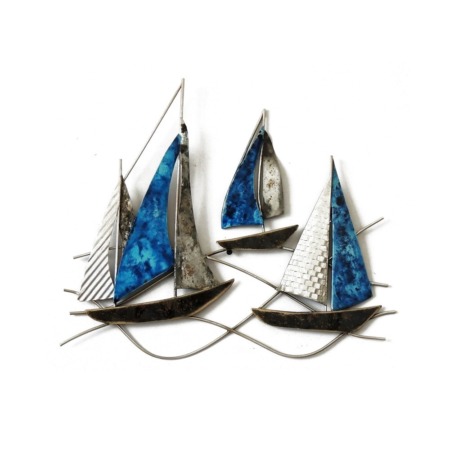 deco en metal bateaux bleus