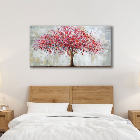 toile arbre colore encadrement noir doré