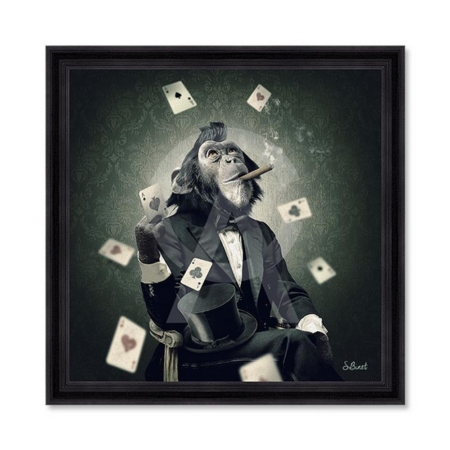 cadre singe poker carte costume cigare