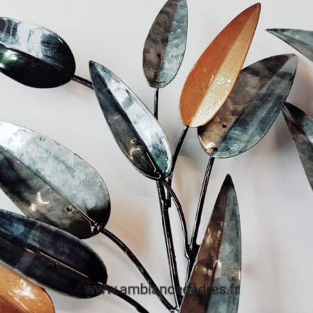 deco metal arbre noir argent dore