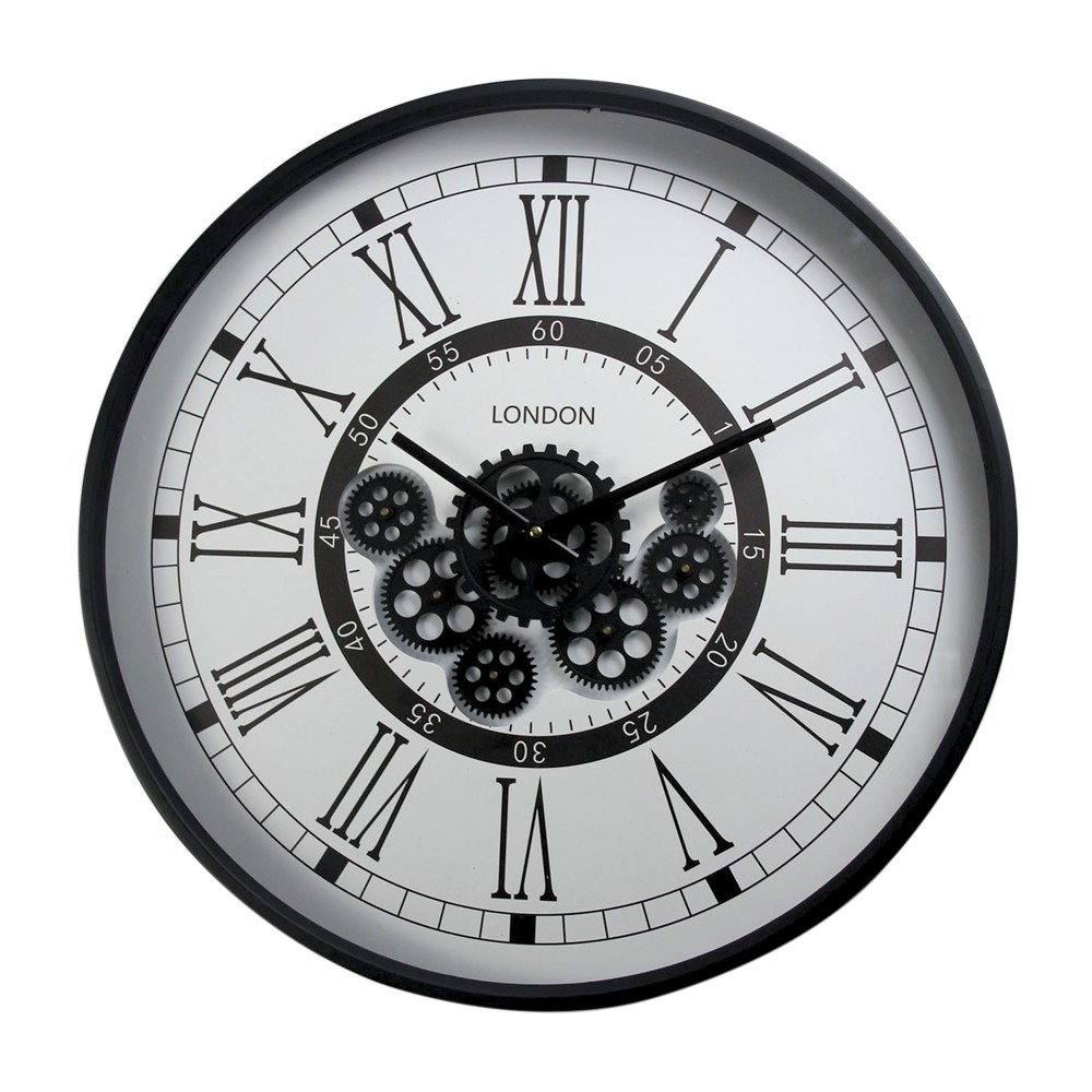 Horloge Ronde En Metal Noir Et Blanc Ambiance Cadres