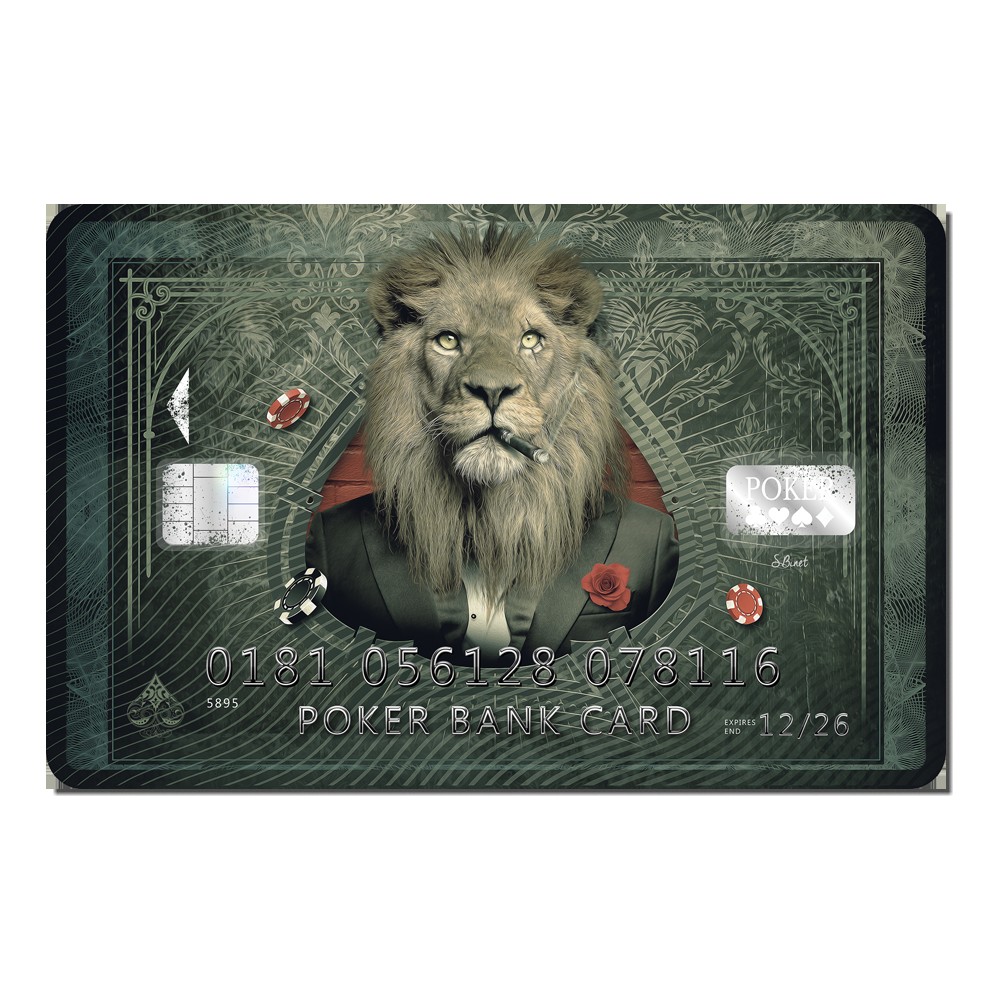 Tableau Sylvain Binet Lion Carte De Credit Ambiance Cadres