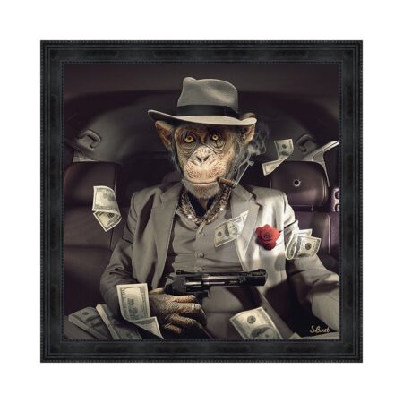 cadre singe mafia pistolet billets costume sylvain binet