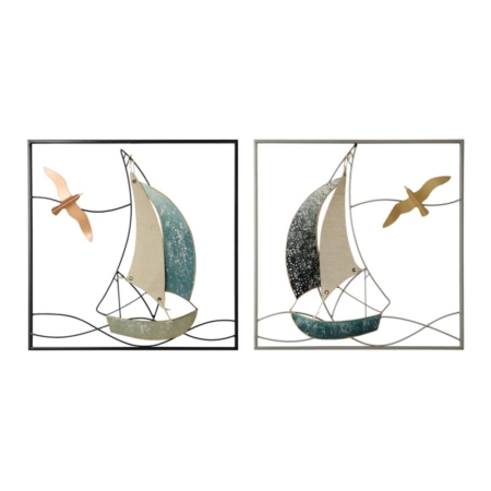 Deux Décorations voiliers cadre Métal