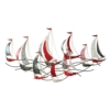 Grande décoration Bateaux en Métal Rouge Gris Argent