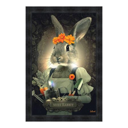 cadre lapine couronne fleurs orange miss rabbit sylvain binet