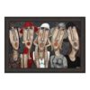 Tableau Les Cinq Femmes aux Chapeaux Brun Rouge Noir Blanc Gris
