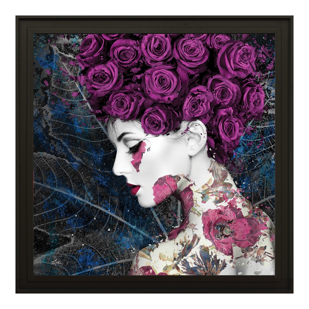 Tableau Femme Chevelure Roses Violettes - Ambiance Cadres