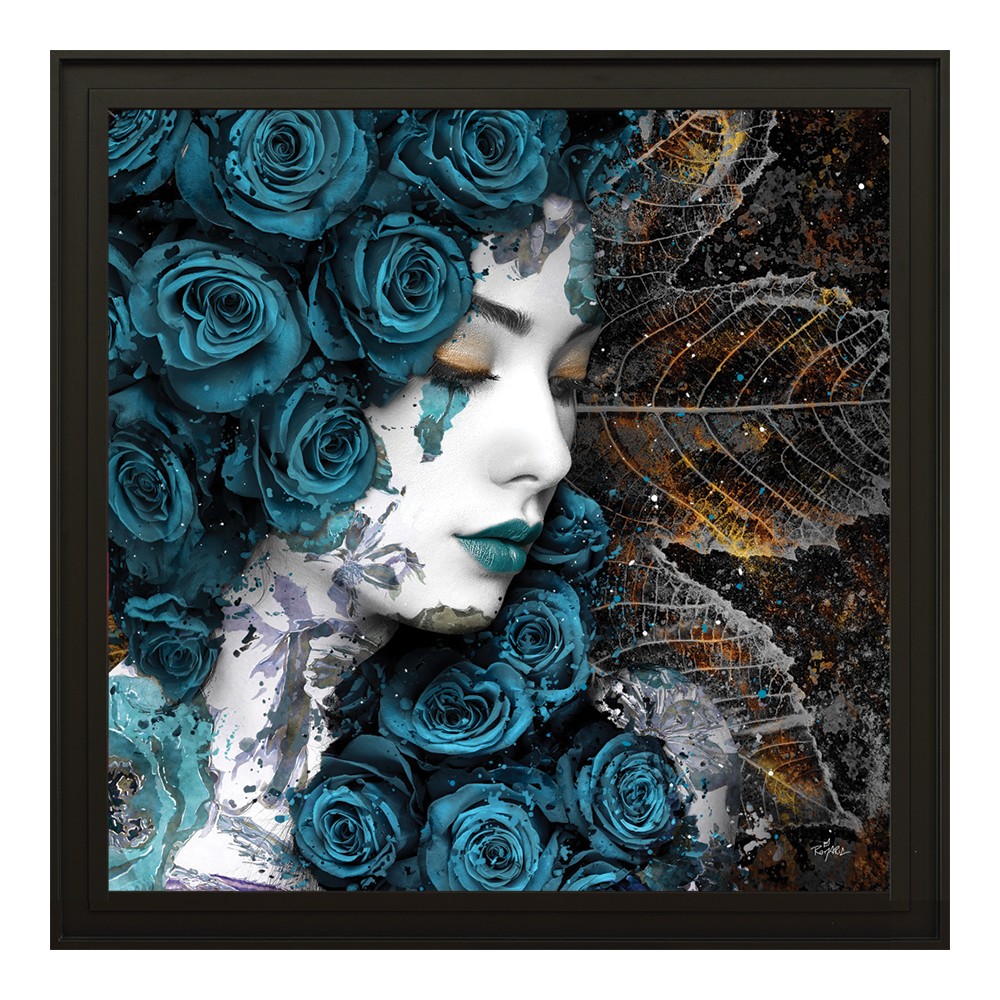Tableau Femme Cheveux Roses Bleues de Romaric 91x91cm