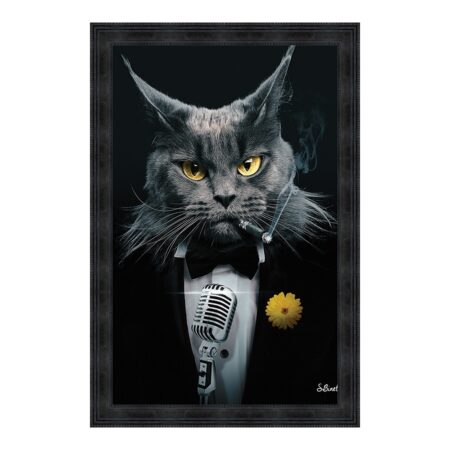 Cadre Chat Chanteur Fleur Jaune Sylvain Binet