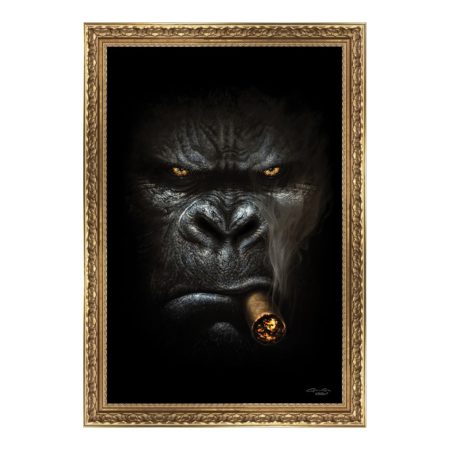 Cadre Doré Tête De Gorille Cigare Granger