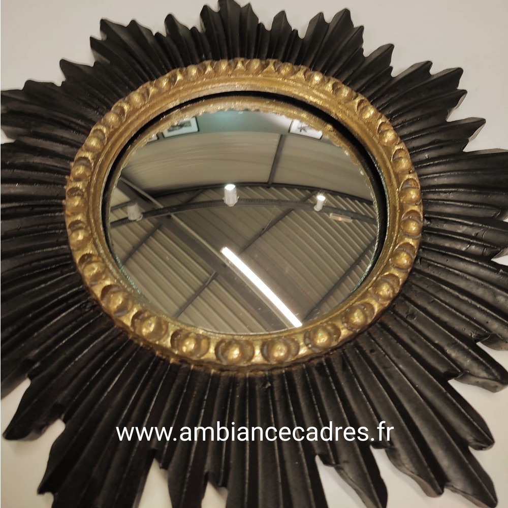 Miroir convexe soleil noir et doré 26,3 cm - Janaya à Pontarlier