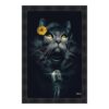 Cadre Chat chanteuse fleure jaune sylvain binet