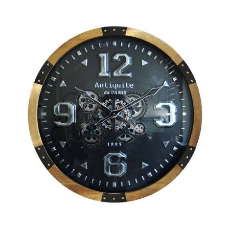 Horloge Ronde Antiquité de Paris Bois et Métal