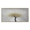 Peinture Arbre Fleuris Blanc et Vert 72.5x142.5cm