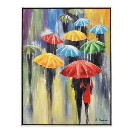 Peinture Figurative Parapluies Colorés 62.5x82.5cm