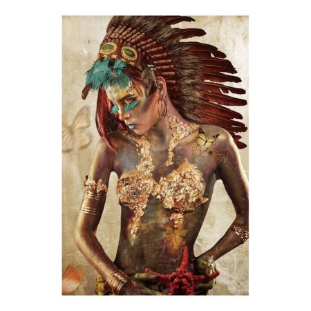 Tableau Femme Coiffe Indienne Photo sur Plexiglass 100x150cm