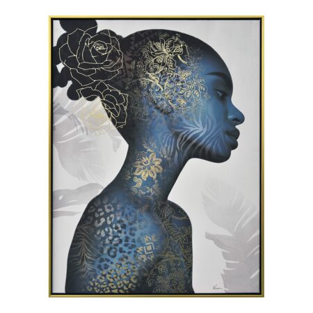 Tableau Femme Peau Bleu Or 62.5x82.5cm