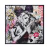 Tableau Femme Street Art Cadre Noir 62.5x62.5cm