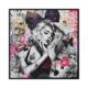 Tableau Femme Street Art Cadre Noir 62.5x62.5cm
