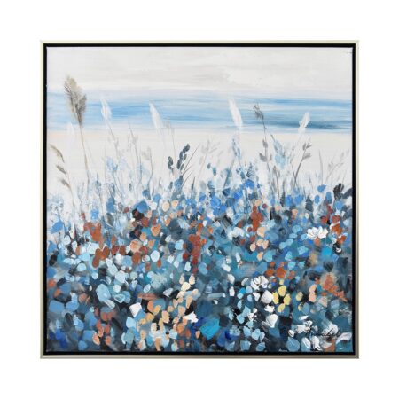 Tableau Fleurs Bleu et Blanc 62.5x62.5cm