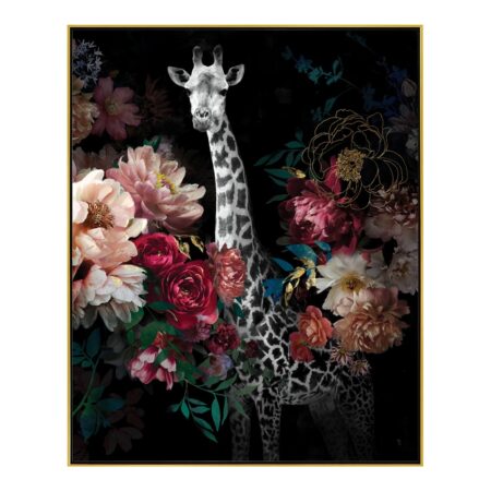 Tableau Girafe Fleurs 42.5x52.5cm