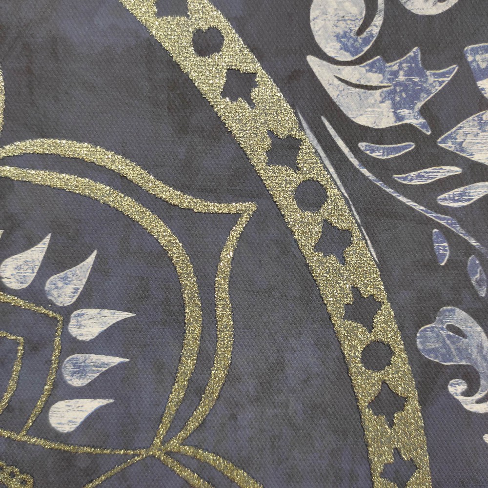 Tableau Mandala Bleu et Or 82.5x82.5cm