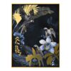 Tableau Perroquets Feuilles Bleu Or 62.5x82.5cm