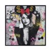 Toile Femme Nœud Rouge Street Art Encadrée 62.5x62.5cm