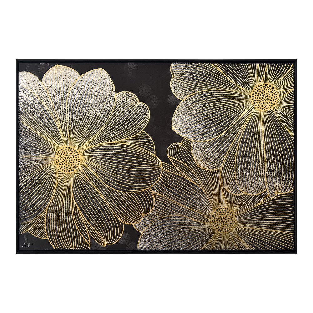 toile_fleurs_noir_dore_encadree_cadraven_03.3352_82.5x122.5 Toile Fleurs Noir Doré Encadrée 82.5x122.5cm