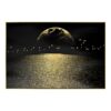 Toile Mer Coucher de Soleil Cadre Noir Or 82.5x122.5cm