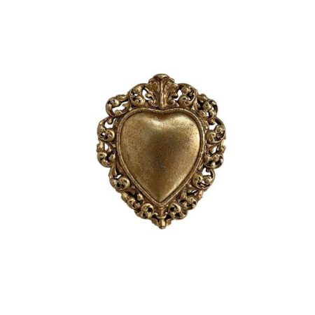 Décoration Murale Ex-voto Cœur Sacré Doré Avec Aimant - 8x7.5 Cm - Art Religieux