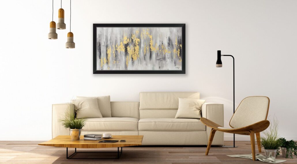 Peinture toile abstraite gris beige • Peintures sur toile