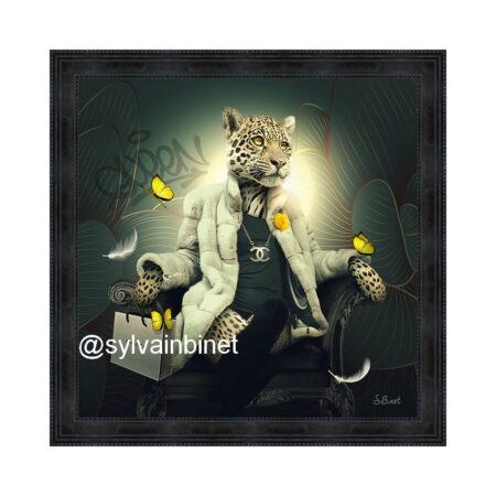 cadre leopard fauteuil papillons jaune