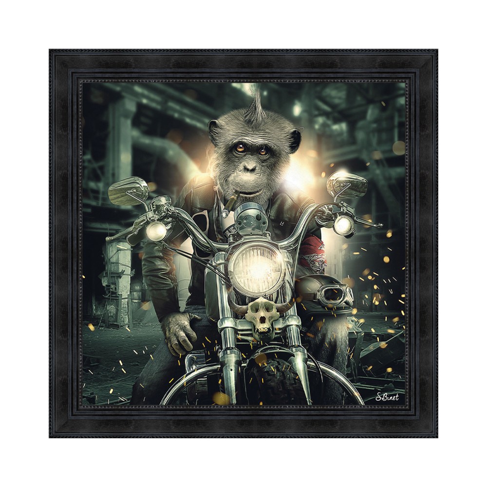 tableau gorille moto biker tête de mort