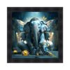 Cadre Éléphant Ailes Fleurs Lotus Sylvain Binet