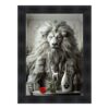 Cadre Lion Champagne Rose Rouge