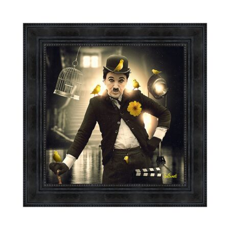 Tableau Charlie Chaplin oiseaux cinéma sylvain binet