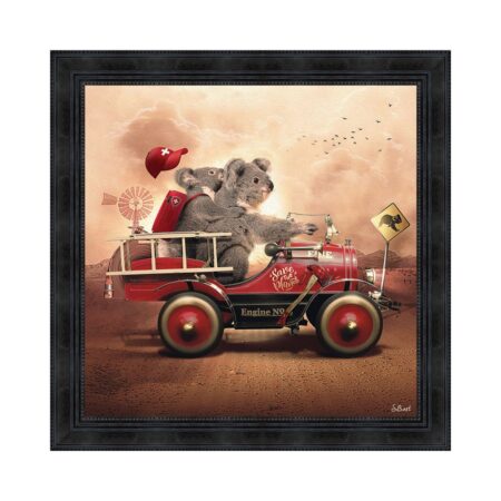 tableau koala voiture rouge désert sylvain binet