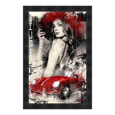 Tableau Sylvain Binet Voiture Porsche Rouge