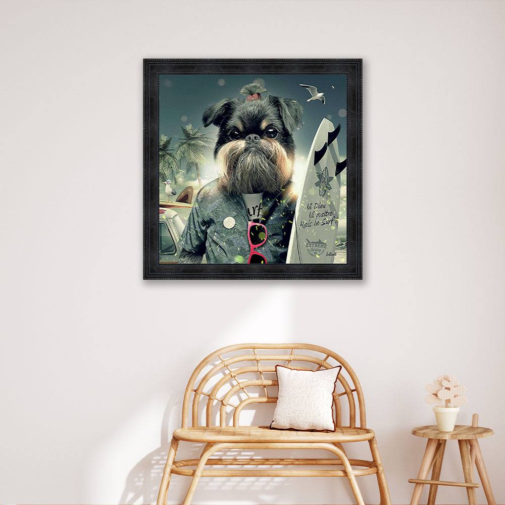 tableaux_chien_surf_plage_sylvain_binet_cadraven_avignon_14.3238_60x60cm