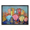 Tableau Bateaux Maisons et Poissons Colorés Martine Gonnin