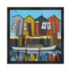 Tableau Pinasse et Maisons Grise Orange Martine Gonnin