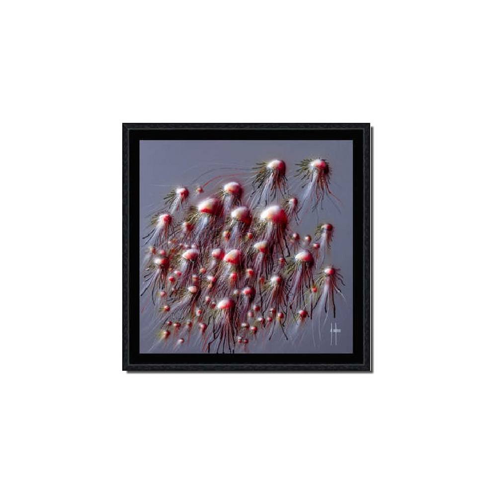 cadre_alain_coadou_meduses_rouges_0291-AC-20x20cm cadre alain coadou méduses rouges