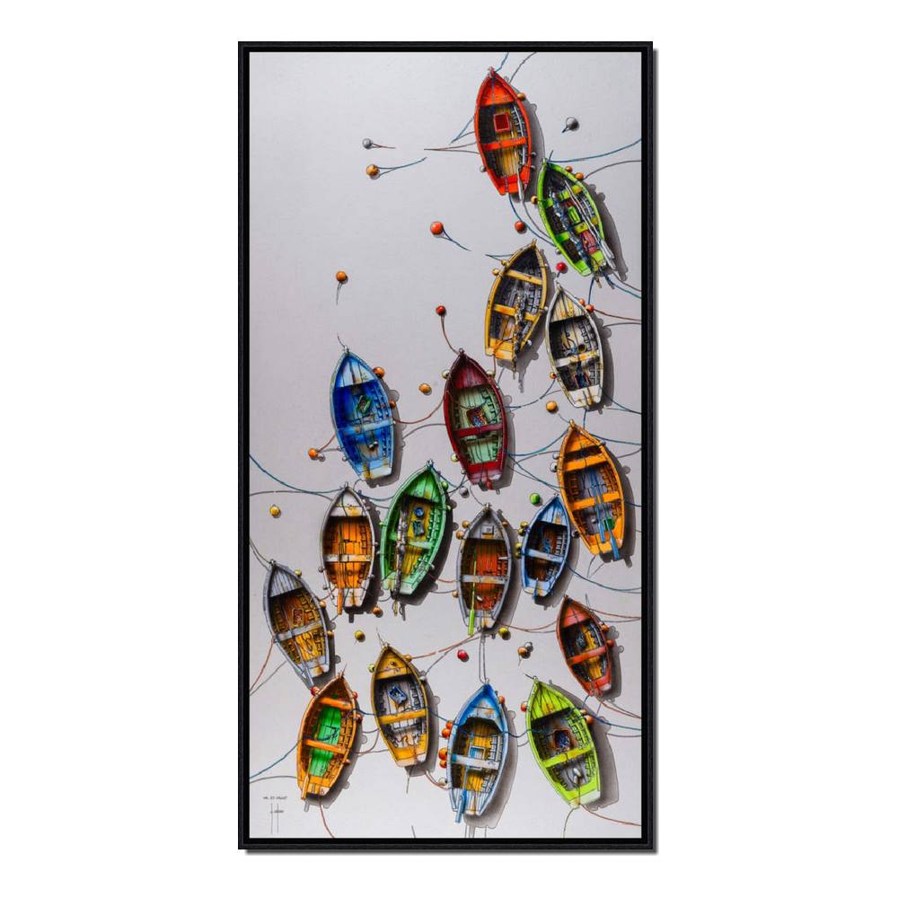 Tableau Barques Multicolores Alain Coadou