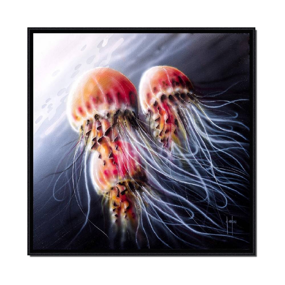 tableau_meduses_rose_alain_coadou_bretagne_0295-AC-60x60cm Tableau Méduses Roses Alain Coadou