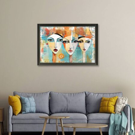 cadre romaric 3 filles turquoises