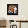 cadre la petite fille le chien et la papillon